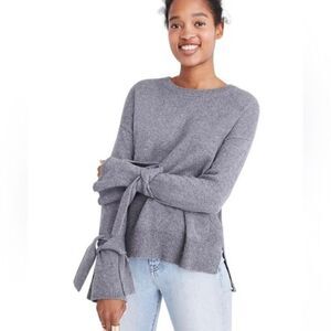 NWT Madewell Gray Tie Cuff Sweater Sz S
